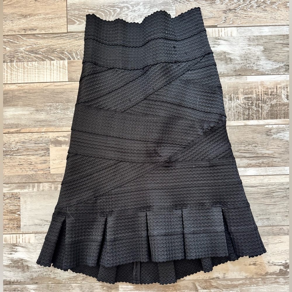 Textured Black Midi Skirt